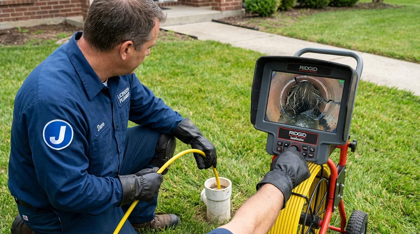 Sewer camera inspection being performed by Johns Plumbing LLC in Knoxville