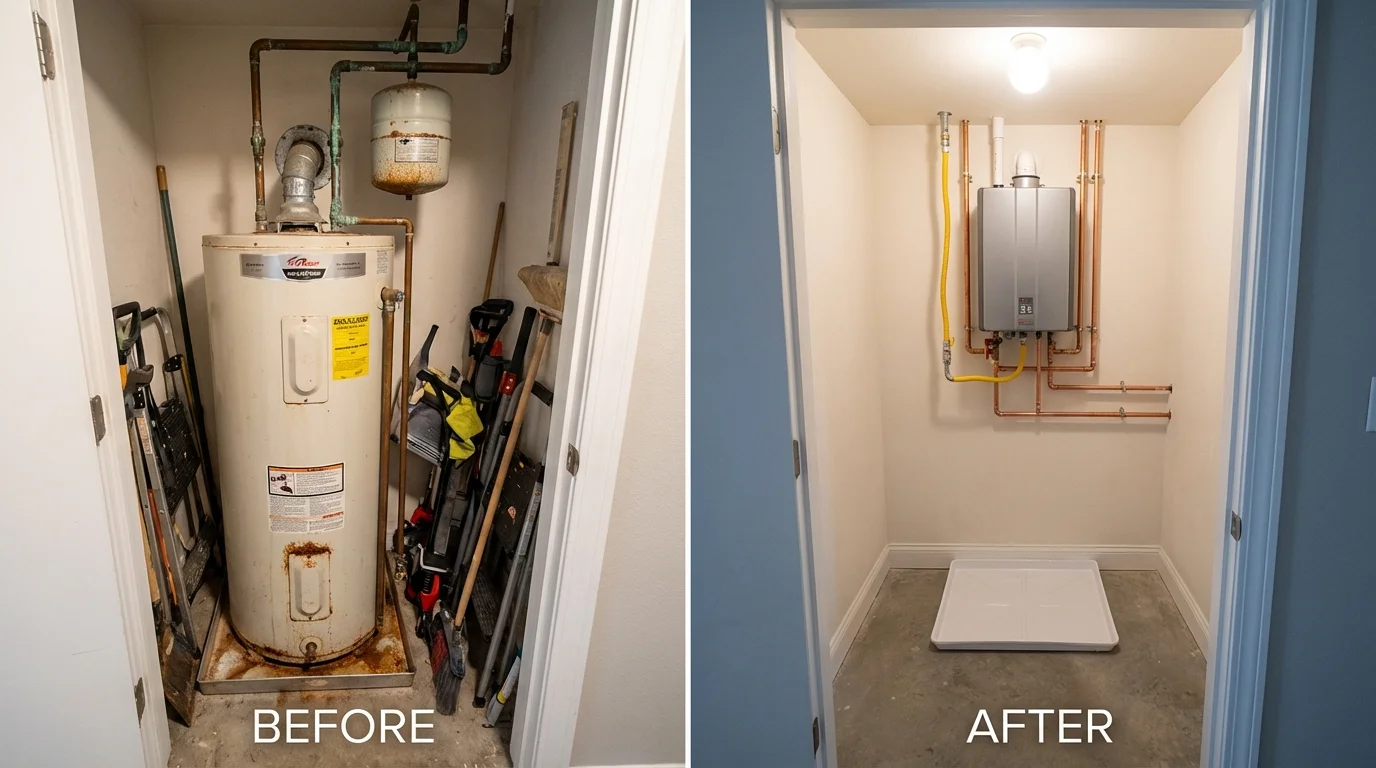 Tank water heater versus wall-mounted tankless unit comparison for Knoxville, TN homeowners